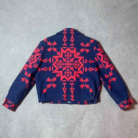 Pendleton Vintage Western Virgin Wool Blanket Coat Jacket Navajo Aztec Medium - Picture 2 of 10